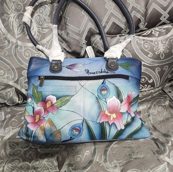 Anuschka Midnight Peacock Purse And Wallet  Handpainted Genuine Leather - Picture 11 of 15